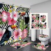 Toucan Flower Shower Curtain, Tropical Bathroom Accessory for Bird Lovers