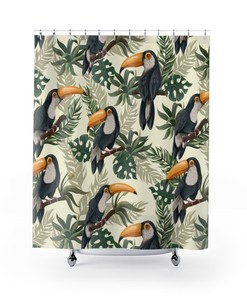Toucans Botanical Shower Curtain for Nature-Inspired Bathroom Decor