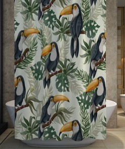 Toucans Botanical Shower Curtain for Nature-Inspired Bathroom Decor