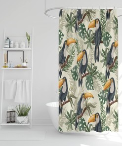 Toucans Botanical Shower Curtain for Nature-Inspired Bathroom Decor