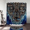 Tough Native American Wolf Painting Shower Curtain - Waterproof Bathroom Decor with Tribal Wolf Theme