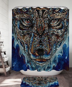 Tough Native American Wolf Painting Shower Curtain - Waterproof Bathroom Decor with Tribal Wolf Theme