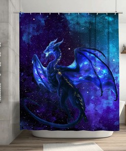 Tourrest Cool Galaxy Dragon Shower Curtain - Waterproof Bathroom Decor with Fantasy Animal Theme