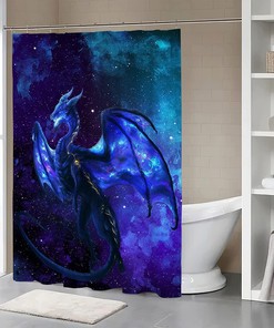Tourrest Cool Galaxy Dragon Shower Curtain - Waterproof Bathroom Decor with Fantasy Animal Theme
