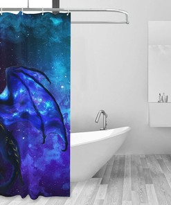 Tourrest Cool Galaxy Dragon Shower Curtain - Waterproof Bathroom Decor with Fantasy Animal Theme