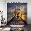 Track-Walking Elephant Shower Curtain, Decorative Bath Accessory 