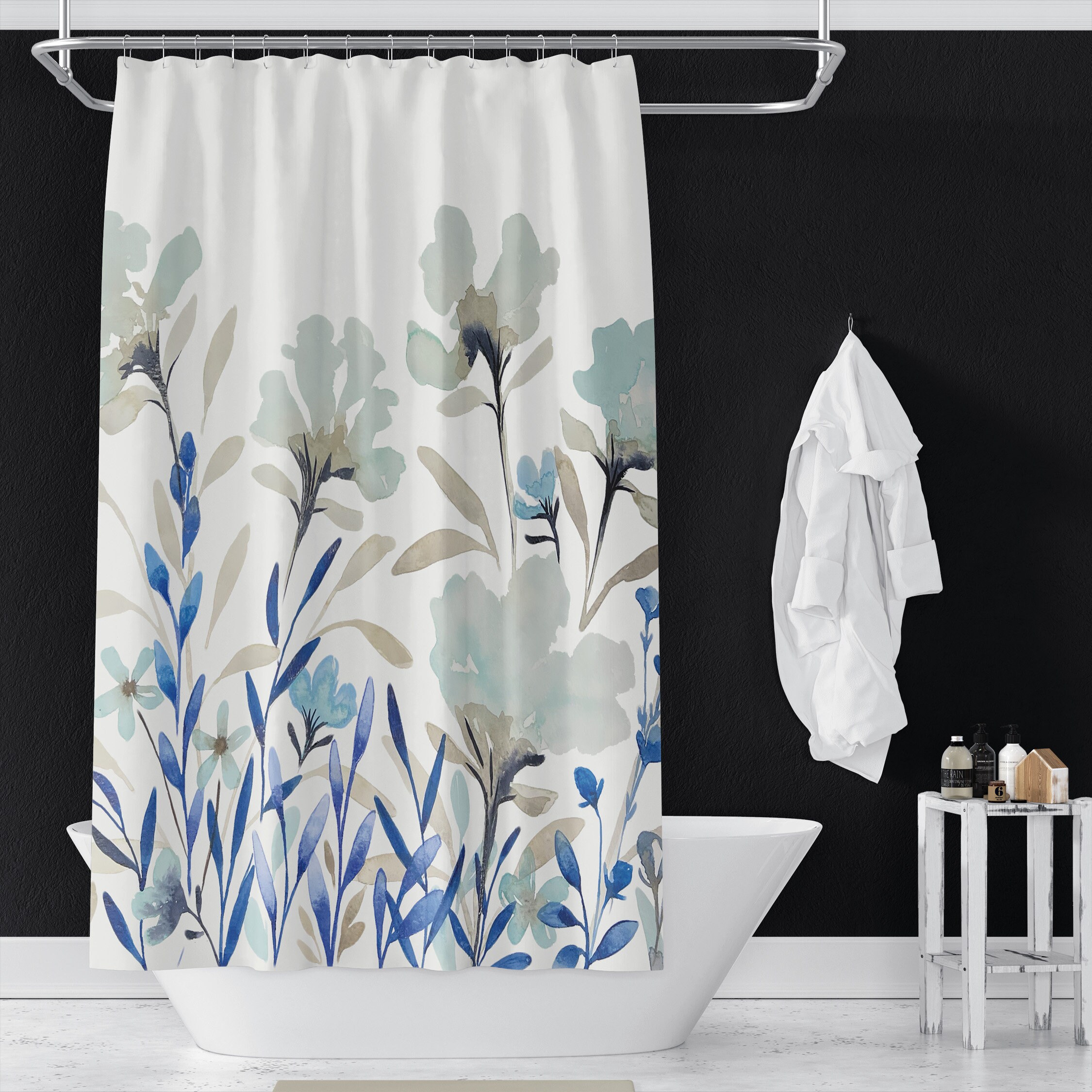 Tradewinds Flora Print Shower Curtain - Waterproof Bathroom Decor with Floral Pattern