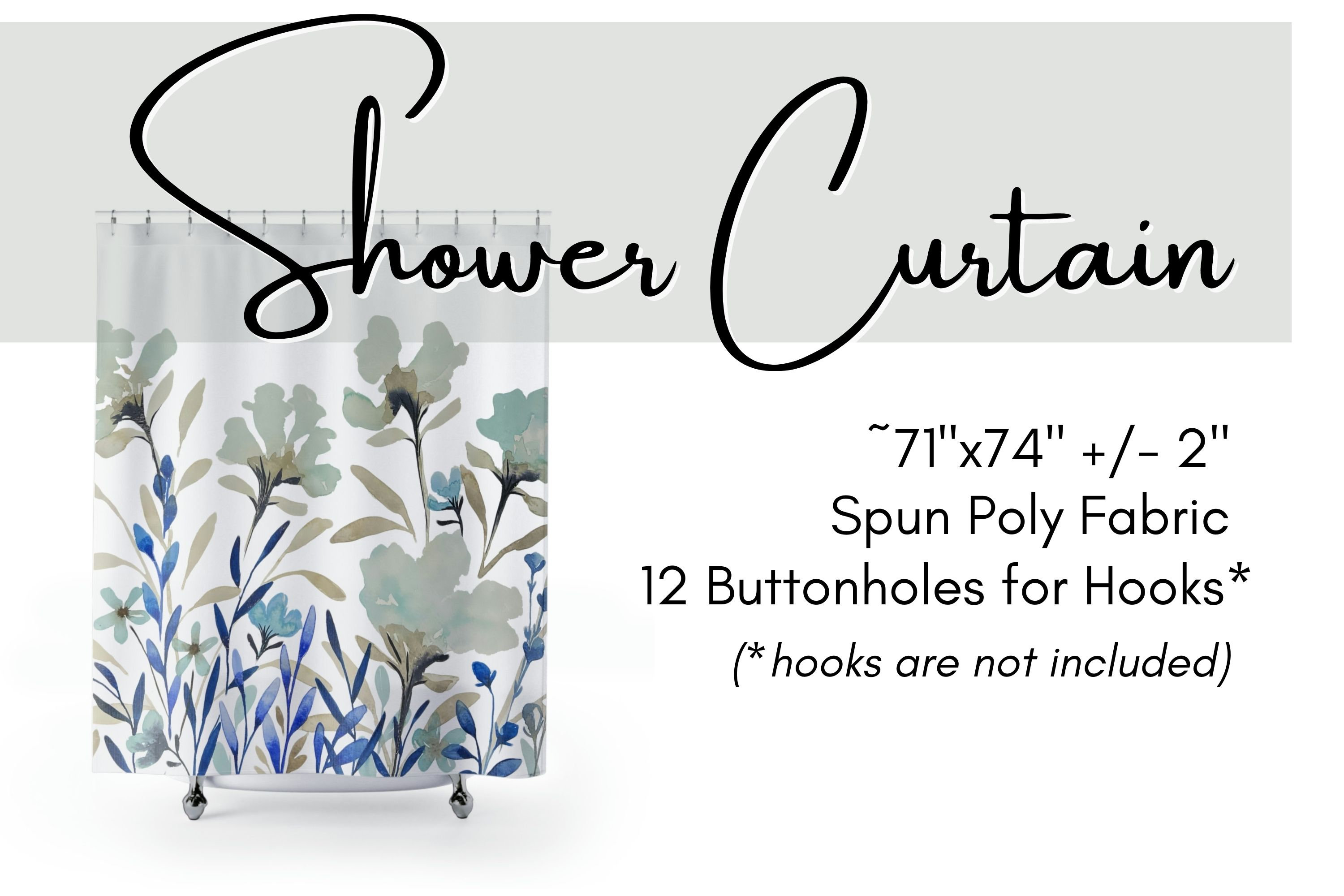 Tradewinds Flora Print Shower Curtain - Waterproof Bathroom Decor with Floral Pattern