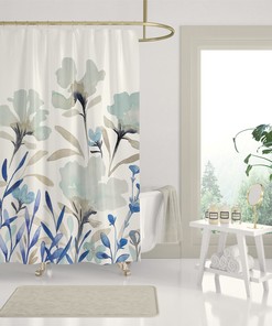 Tradewinds Flora Print Shower Curtain - Waterproof Bathroom Decor with Floral Pattern