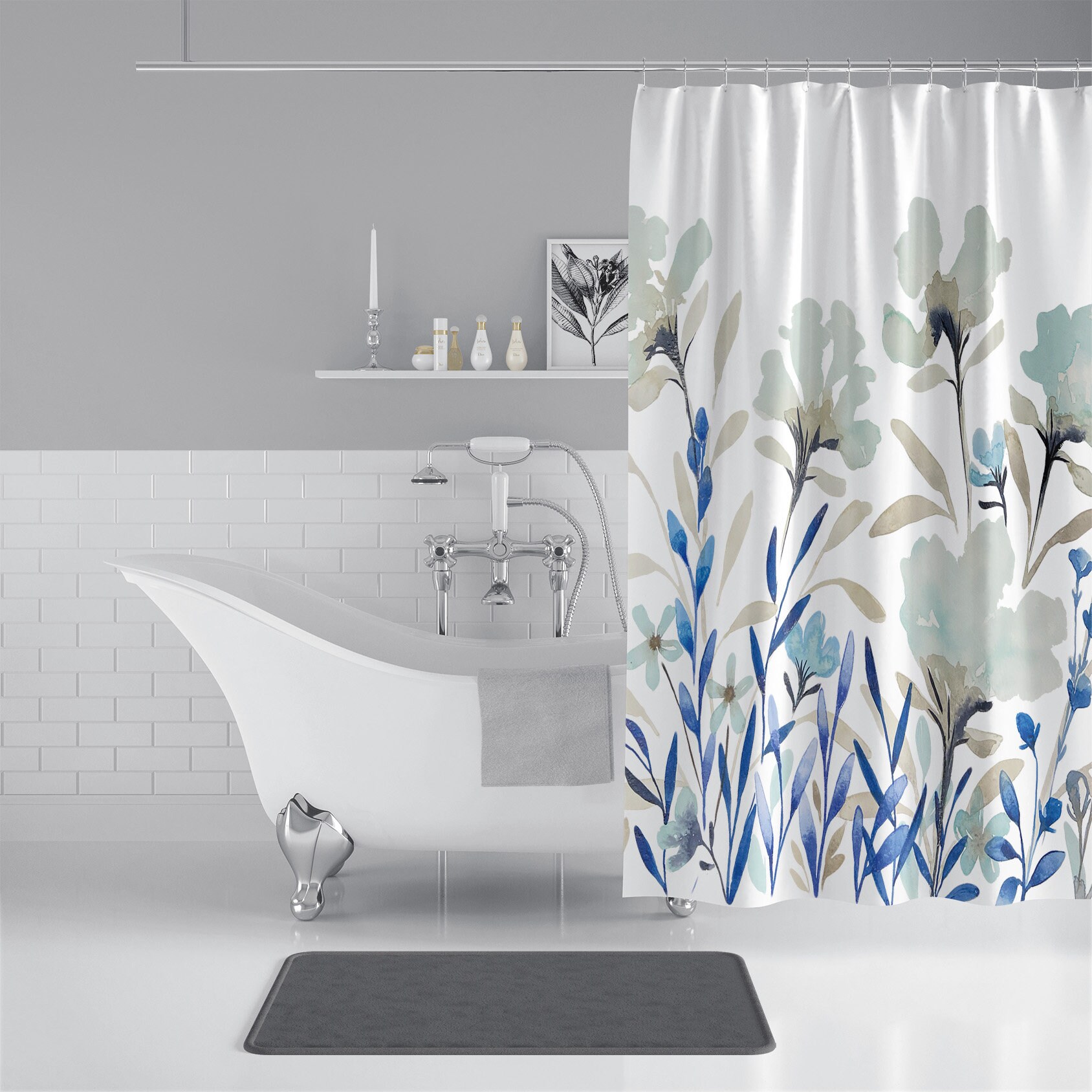 Tradewinds Flora Print Shower Curtain - Waterproof Bathroom Decor with Floral Pattern