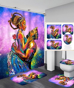 Traditional African American Shower Curtain for Bathroom - Waterproof Bathroom Decor with African Theme