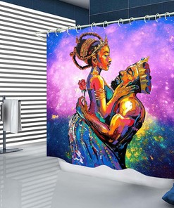 Traditional African American Shower Curtain for Bathroom - Waterproof Bathroom Decor with African Theme
