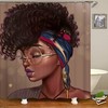 Traditional African American Women Bath Curtain Waterproof Fabric Bathroom Decor with Sara Nell Afro Shower Curtain