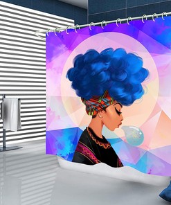 Traditional African American Women Shower Curtain - Printed Bathroom Decor Set