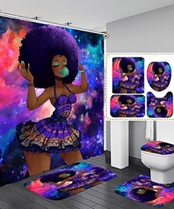 Traditional African American Women Shower Curtain - Waterproof Bathroom Decor with African Theme