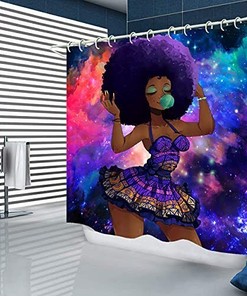 Traditional African American Women Shower Curtain - Waterproof Bathroom Decor with African Theme