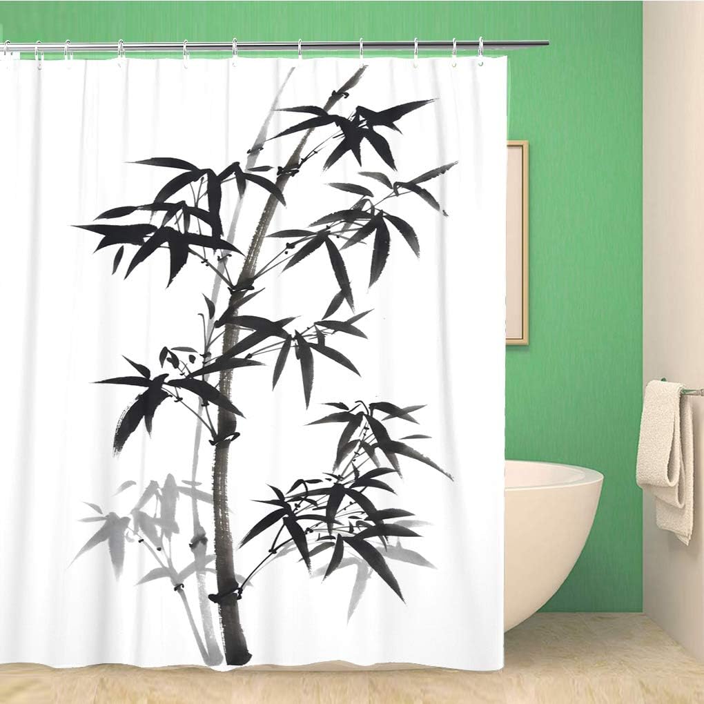 Traditional Bamboo Chinese and Japanese Landscape Painting Shower Curtain