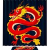 Traditional Chinese Dragon Red Sun-themed Waterproof Shower Curtain for Bathroom