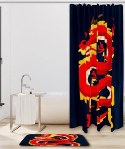 Traditional Chinese Dragon Red Sun-themed Waterproof Shower Curtain for Bathroom