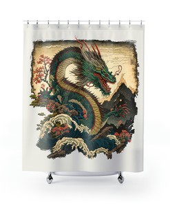 Traditional Japanese Art Drache Duschvorhang Shower Curtain For A Serene Bathroom