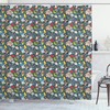 Traditional Japanese Geisha and Koi Carp Fish Shower Curtain, Cloth Fabric Bathroom Decor with Sakura