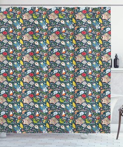 Traditional Japanese Geisha and Koi Carp Fish Shower Curtain, Cloth Fabric Bathroom Decor with Sakura