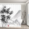 Traditional Japanese Ink Painting Bamboo And Mountain Shower Curtain