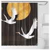 Traditional Japanese Style Red Shower Crane Bamboo Free Flying Birds Shower Curtain- The Perfect Combo