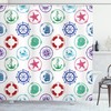 Traditional Nautical Shower Curtain with Wheel Compass Anchor Print - Perfect Accessory for Your Bathroom Decor
