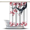 Traditional Sakura Ink Drawing Flowers Waterproof Fabric Bathroom Shower Curtain