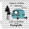 Trailer Travel Shower Curtain, Tree Stripes Bathroom Decor 