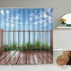 Tranquil Blue Sky Waterfall View Bathroom Shower Curtain