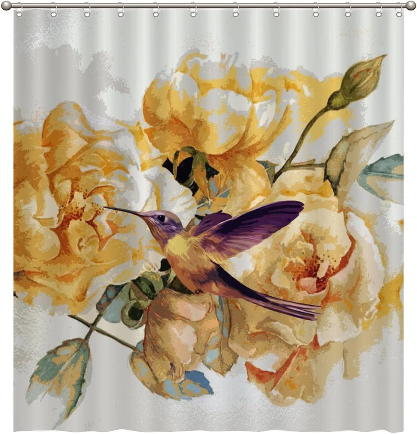 Tranquil Nature Painting Fabric Shower Curtain for a Serene Bathroom Ambiance