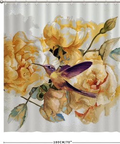 Tranquil Nature Painting Fabric Shower Curtain for a Serene Bathroom Ambiance