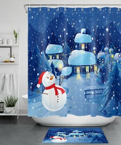 Tranquil Snowflake Town Shower Curtain For Peaceful Winter Bathroom Decor