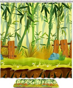 Tranquil Tree Asian Tropical Jungle Zen Greenery Shower Curtain For Bathroom Decor