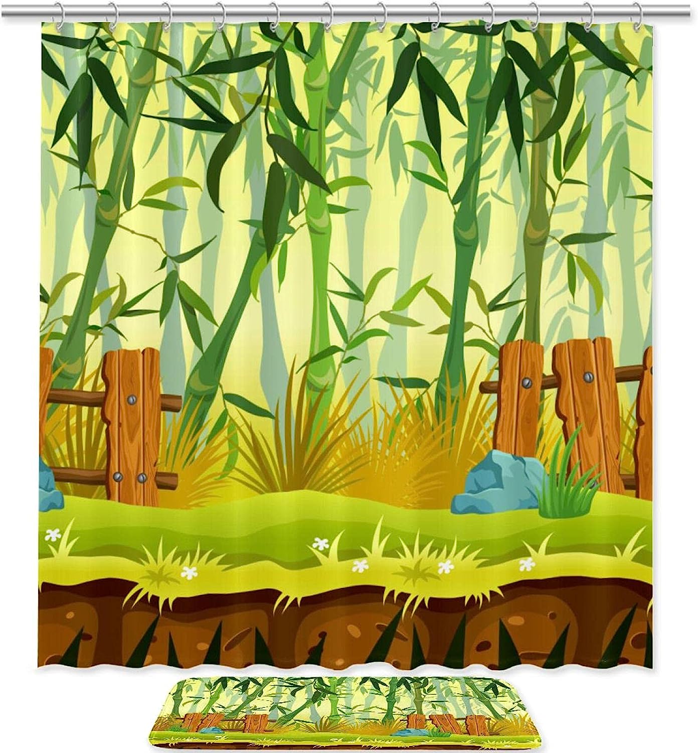 Tranquil Tree Asian Tropical Jungle Zen Greenery Shower Curtain For Bathroom Decor