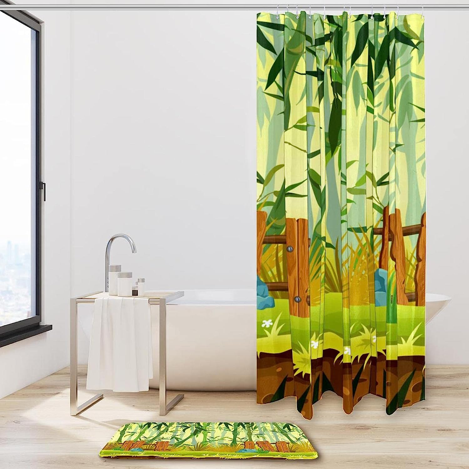 Tranquil Tree Asian Tropical Jungle Zen Greenery Shower Curtain For Bathroom Decor - Image 2