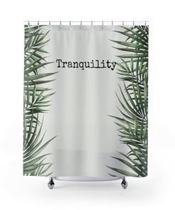 Tranquility Shower Curtain - Minimalist Mindfulness Tropical Decor - Waterproof Bathroom Decor with Calming Theme