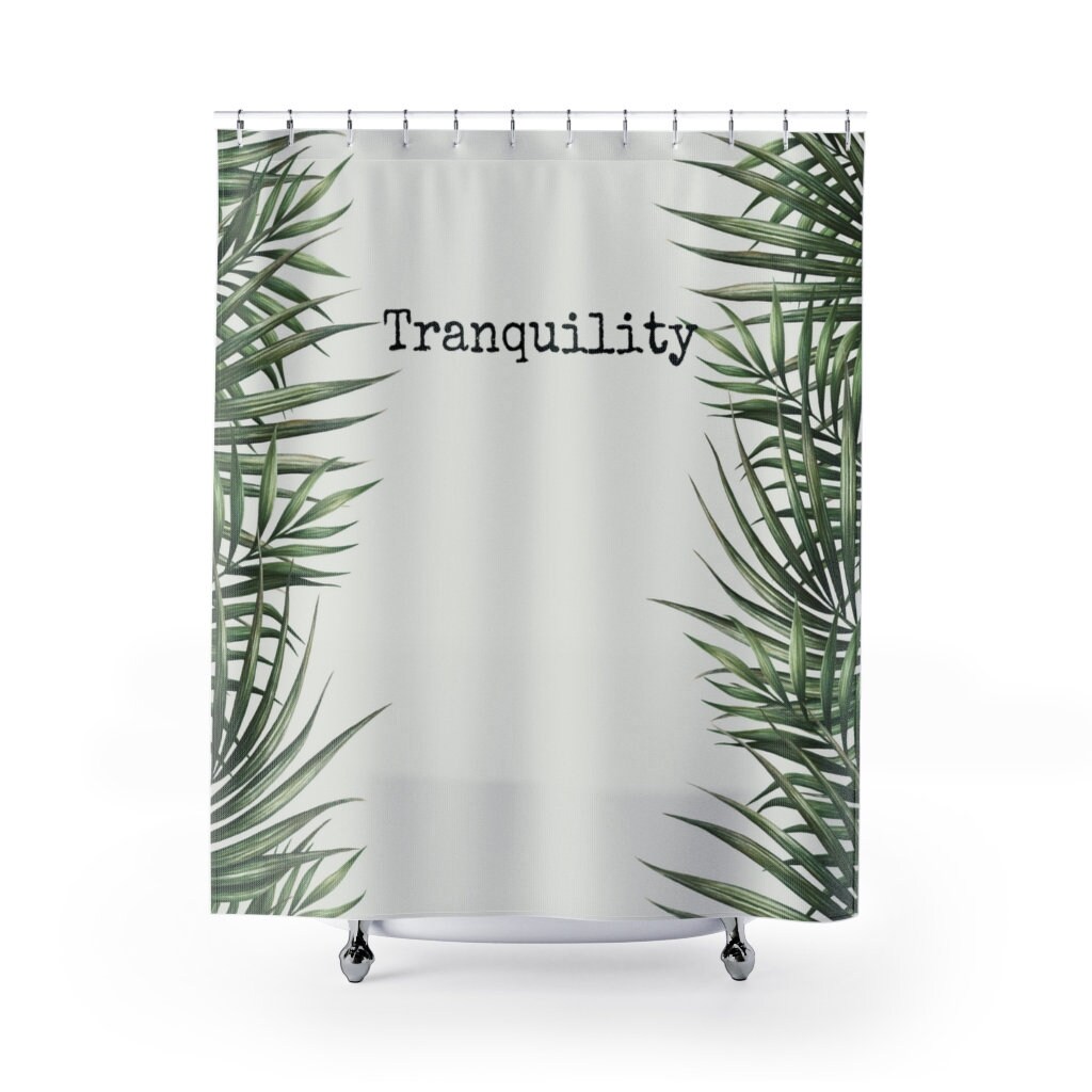 Tranquility Shower Curtain - Minimalist Mindfulness Tropical Decor - Waterproof Bathroom Decor with Calming Theme