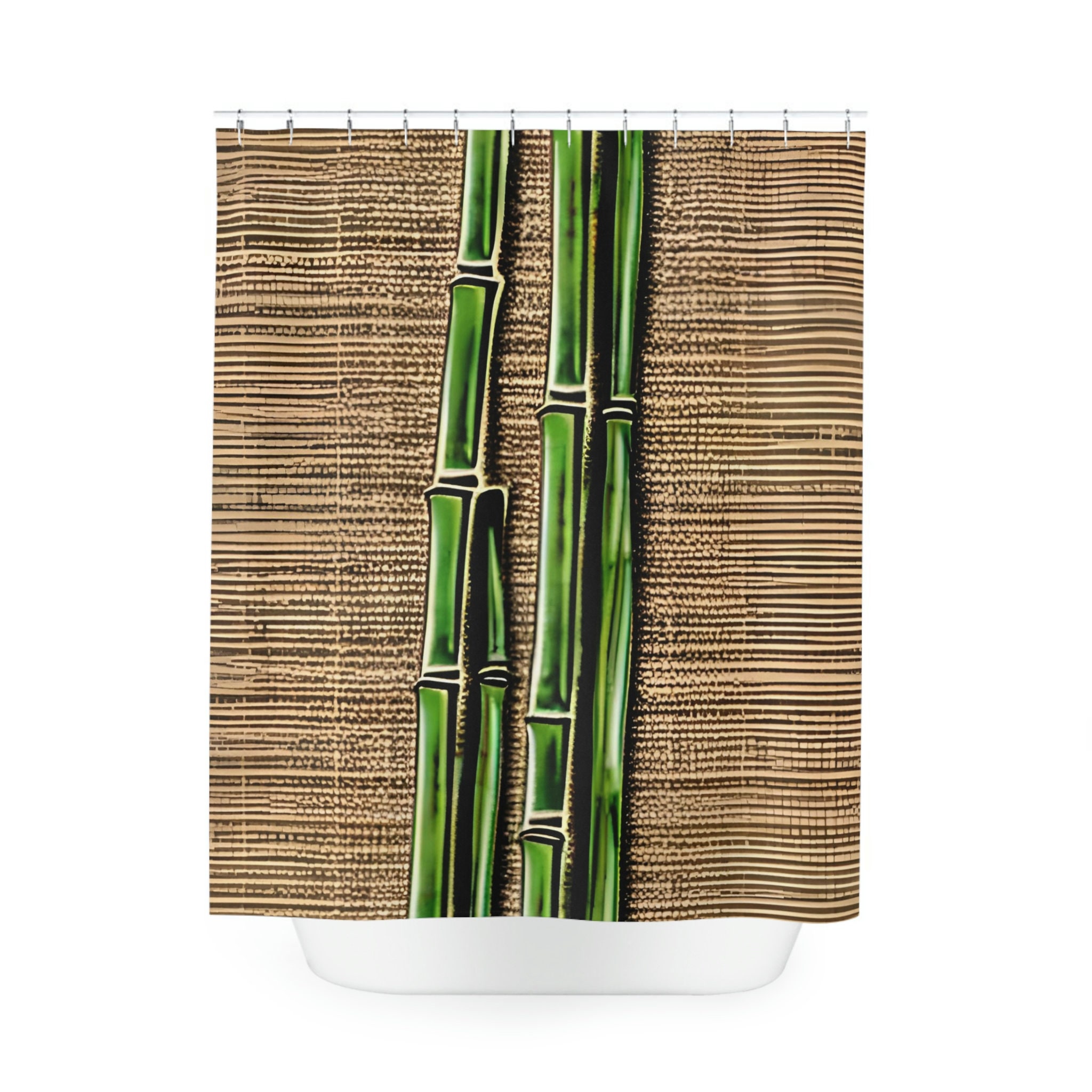 Transform Your Bathroom Into A Desert Oasis With Bamboo And Ai Art Print Shower Curtain - Image 2