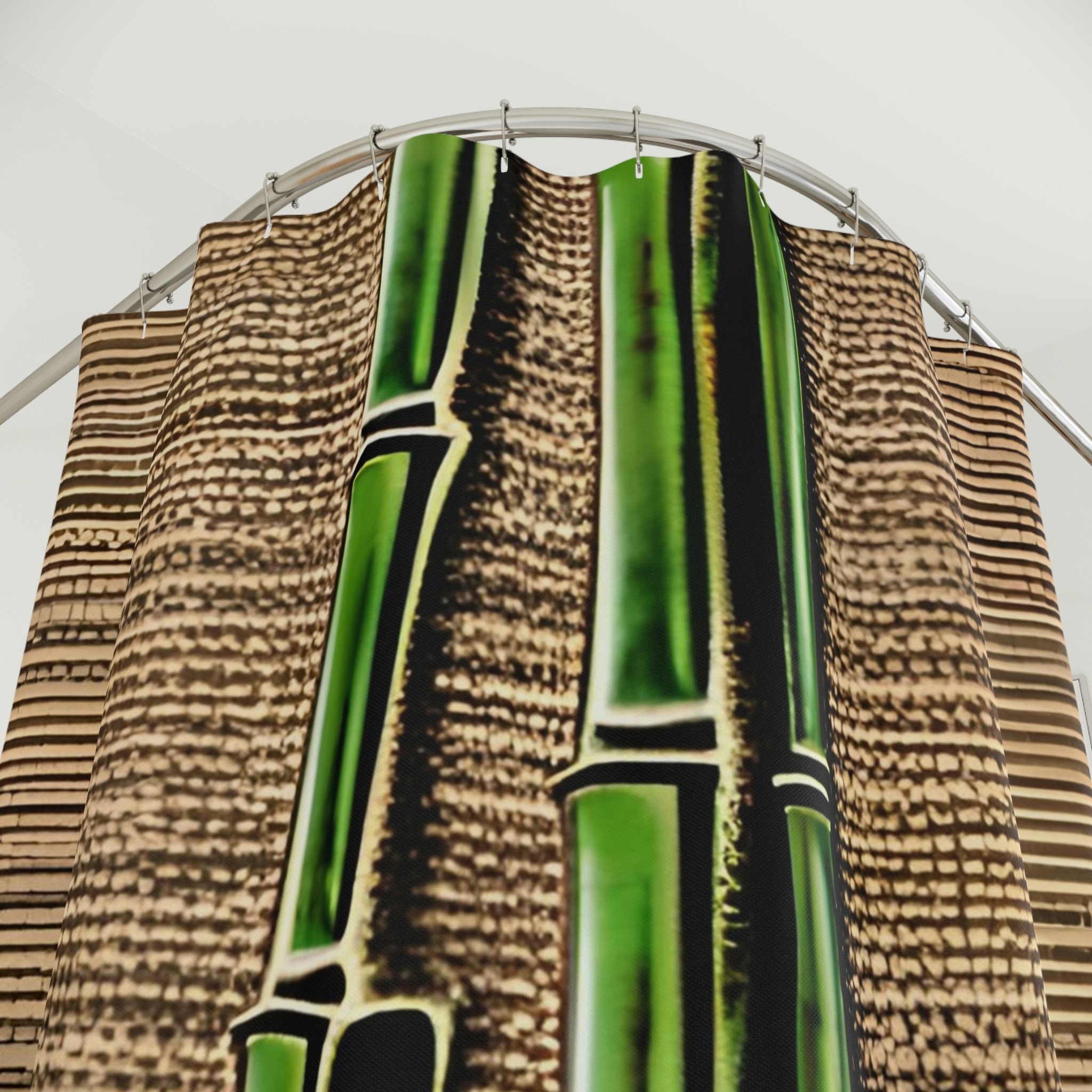 Transform Your Bathroom Into A Desert Oasis With Bamboo And Ai Art Print Shower Curtain - Image 3
