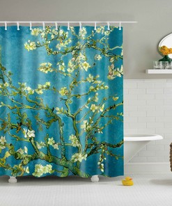 Transform Your Bathroom with This Green Leaves and Palm Cactus Shower Curtain 