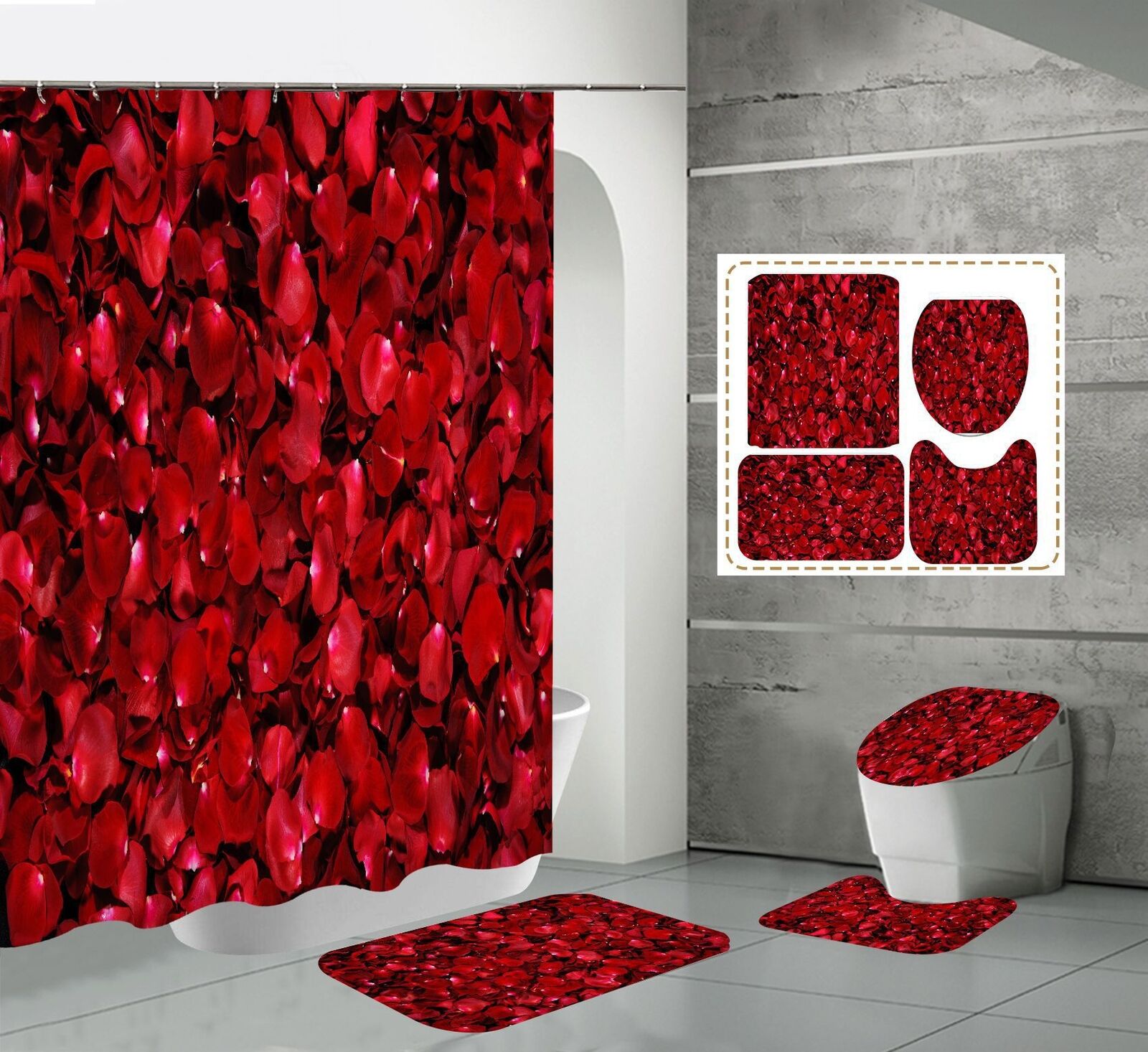 Transform Your Bathroom with the Stunning Petal Print Rose Flowers Shower Curtain