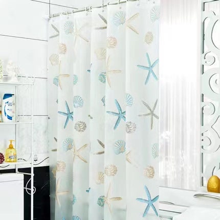 Translucent Sea Shell Shower Curtain Waterproof Modern Fabric for a Chic Bathroom Decor