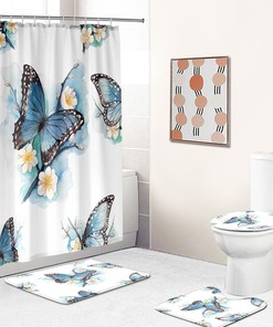 Travel Inspired Butterfly Shower Curtain - Perfect For Travelers' Bathroom Decor