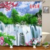 Travel Shower Curtain, Waterfall Print, Funny and Durable Bathroom Decor