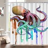 Travel Shower Curtain with Colorful Octopus Art Print