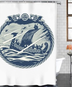 Travel Shower Curtain with Norse Decor Vikings Odin Rune Design, Unique 3D Print for Bathroom, Best Gift Choice