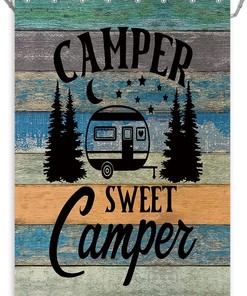 Travel Trailer Rustic Wooden Board Farmhouse Country Camping Shower Curtain